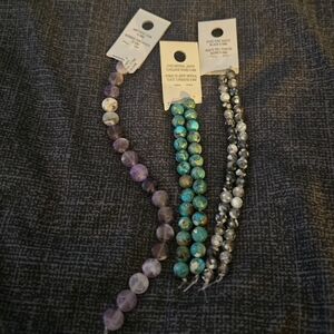 Imperial Jasper 8", Amethys 7", Fire Agate 10" For Craft